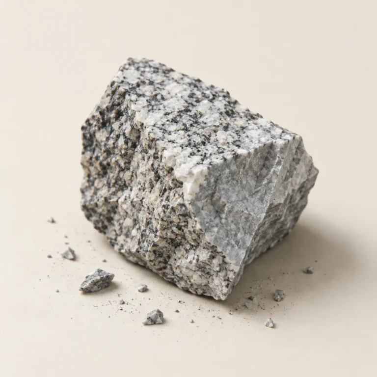 A granite sample on the sampling sheet