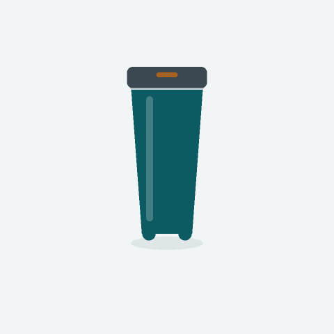 500 ml vacuum insulated travel tumbler in teal powder-coated stainless steel with a steel rim and copper slide lid