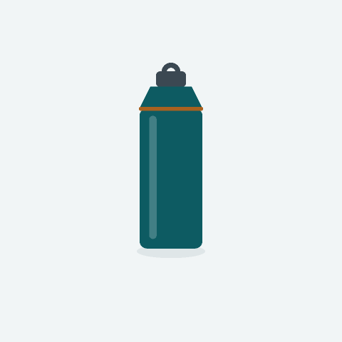750 ml vacuum insulated sport bottle in teal with a graphite loop cap and copper shoulder ring
